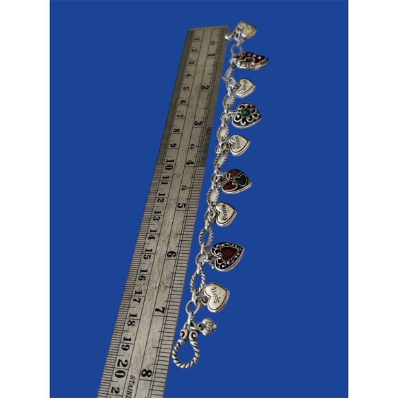 Brighton 2005 Go Red Dream Laugh Passion Spirit Bracelet silver plated hearts - Picture 9 of 9